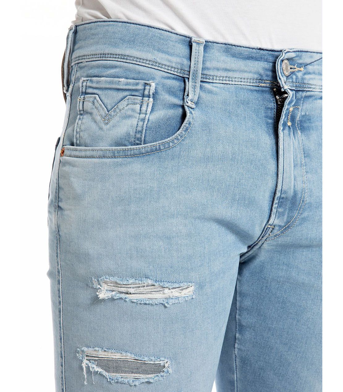 スリムフィットANBASS Hyperflex Re-used Original Broken & Repair 詳細画像 ライトブルー 7